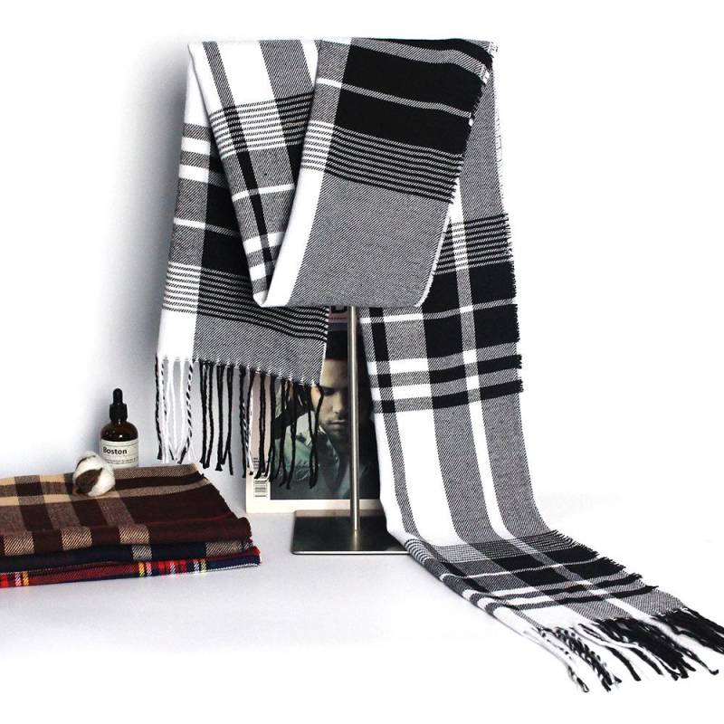 Herren Business Karos Schal - Herbst/Winter Imitation Kaschmir, Dick Gebürstet Britischer Stil 190*32cm (110g) von Joom DACH