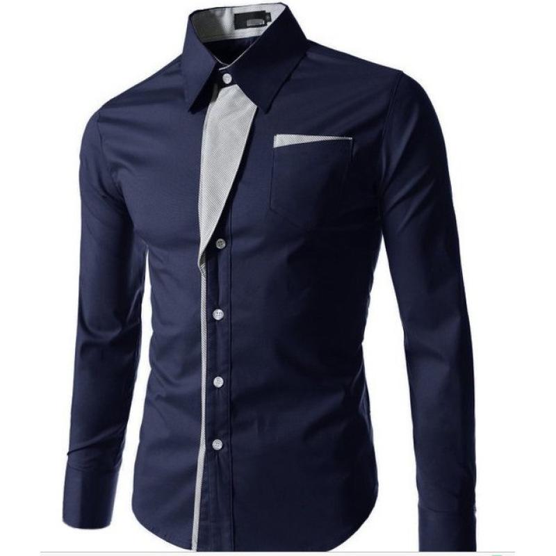 Herren Business Langarmhemd Atmungsaktiv Freizeithemd Große Größe Hemd L navy blau von Joom DACH