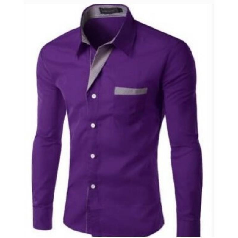 Herren Business Langarmhemd Atmungsaktiv Freizeithemd Große Größe Hemd M violett von Joom DACH