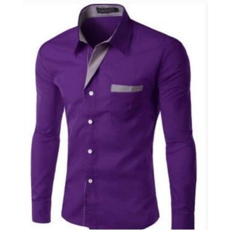 Herren Business Langarmhemd Atmungsaktiv Freizeithemd Große Größe Hemd M violett von Joom DACH