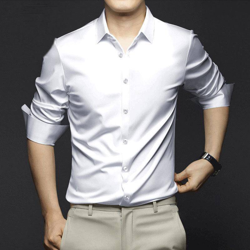 Herren Business Langarmhemd Glattes atmungsaktives Freizeithemd Große Größe Hemd 4XL weiß von Joom DACH