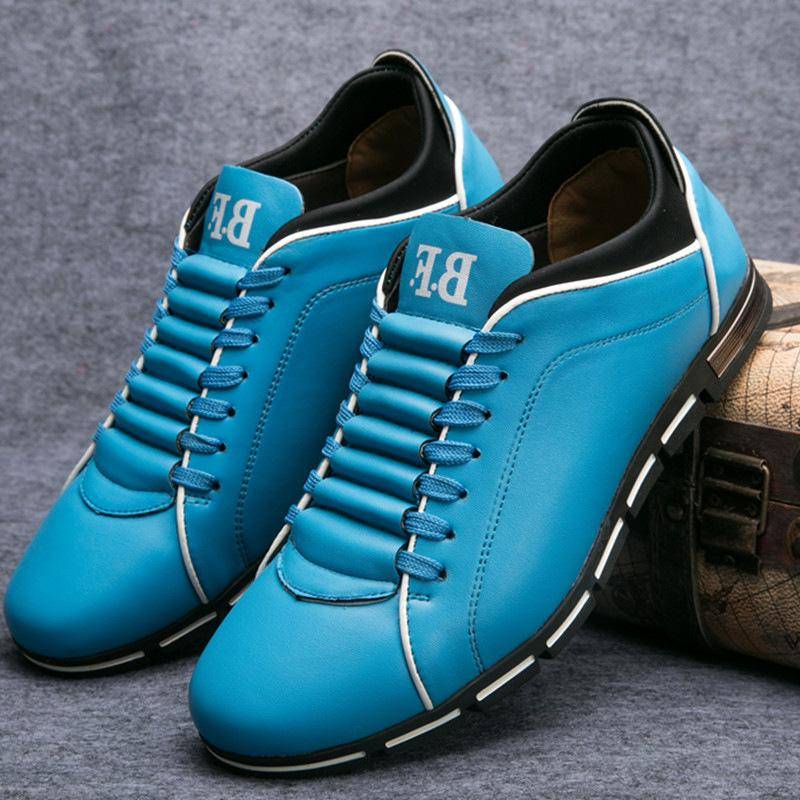 Herren Business-Lederschuhe, Mokassin-Schuhe, atmungsaktive Herren-Casual-Loafer, bequeme Schuhe für Herren 44 blau von Joom DACH