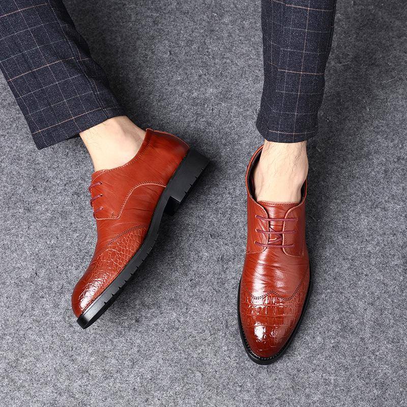 Herren Business Lederschuhe Neue Leder Herrenschuhe Koreanischen Stil Runde Zehe 44 braun von Joom DACH