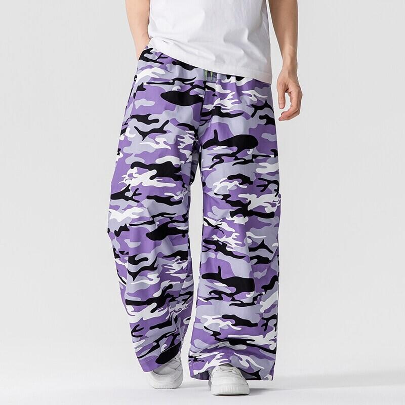 Herren Camouflage Cargohose Herren Streetwear Haremshose Locker Lässige Camo Hose Herren Weitbeinige Hose Männlich Harajuku Übergröße Hose L violett von Joom DACH
