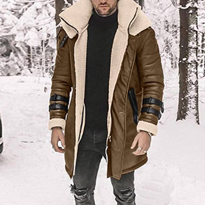 Herren Canvas Jacke Kapuze Herren Winter Reißverschluss Mantel Reverskragen Langarm gepolsterte Polyester Herrenjacke Oberbekleidung XXXXXL braun von Joom DACH