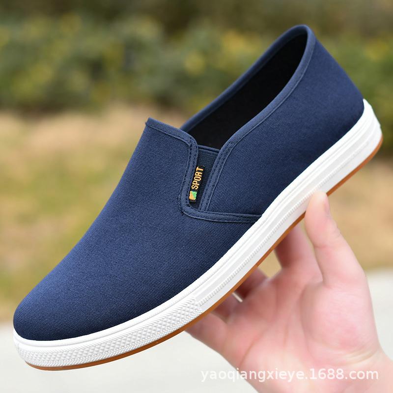 Herren Canvas-Schuhe, lässige Sneaker für Männer, leichte, vulkanisierte Slipper, bequeme Herren-Halbschuhe, neue schwarze Turnschuhe 41 blau von Joom DACH