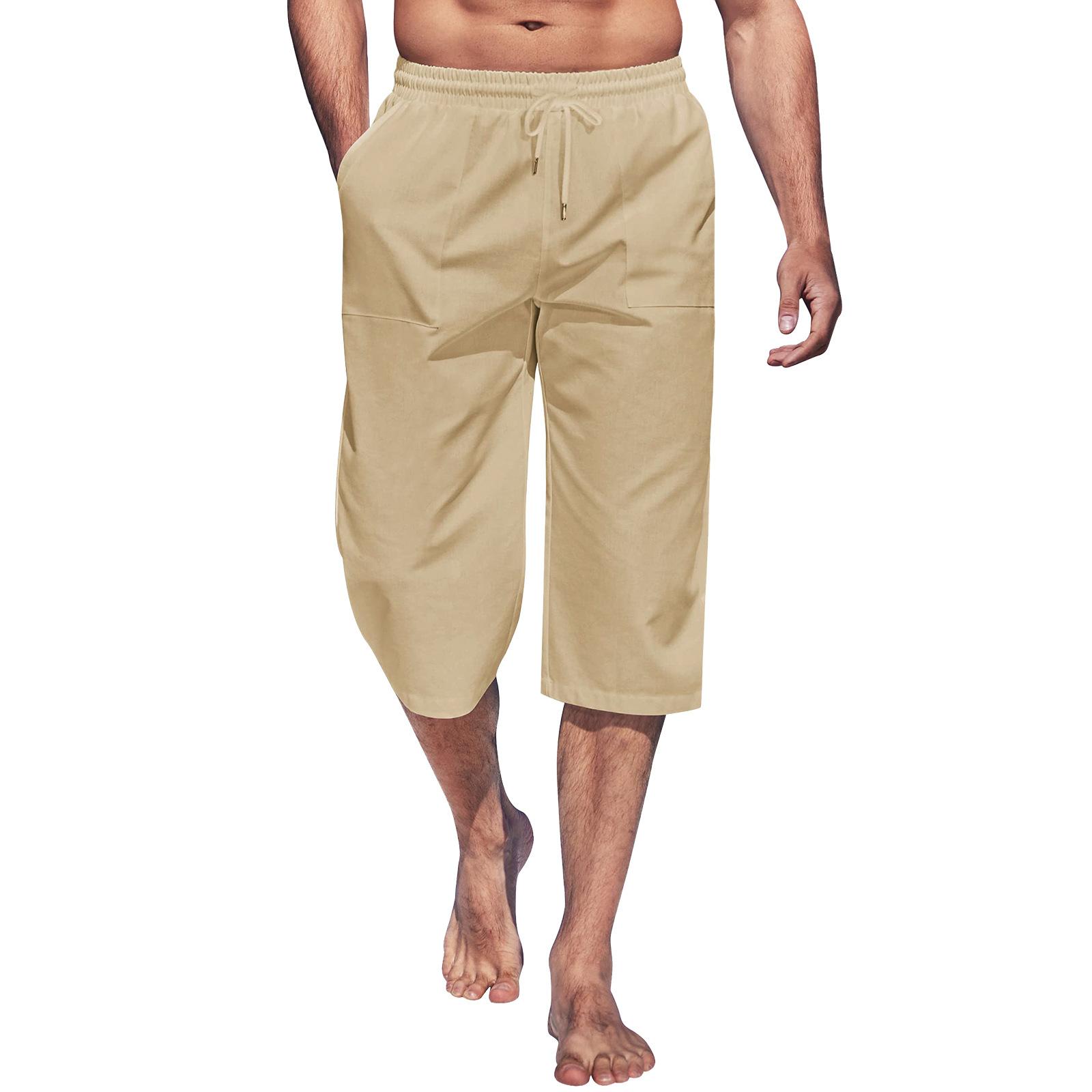 Herren Capris Lässige leichte Hosen Männer Kordelzug Elastische Taille Strand Yoga Kurze Hosen Gürteltasche XXL khaki Herren Capris Lässige leichte Hosen Männer Kordelzug Elastische Taille Strand Yoga Kurze Hosen Gürteltasche XXL khaki von Joom DACH