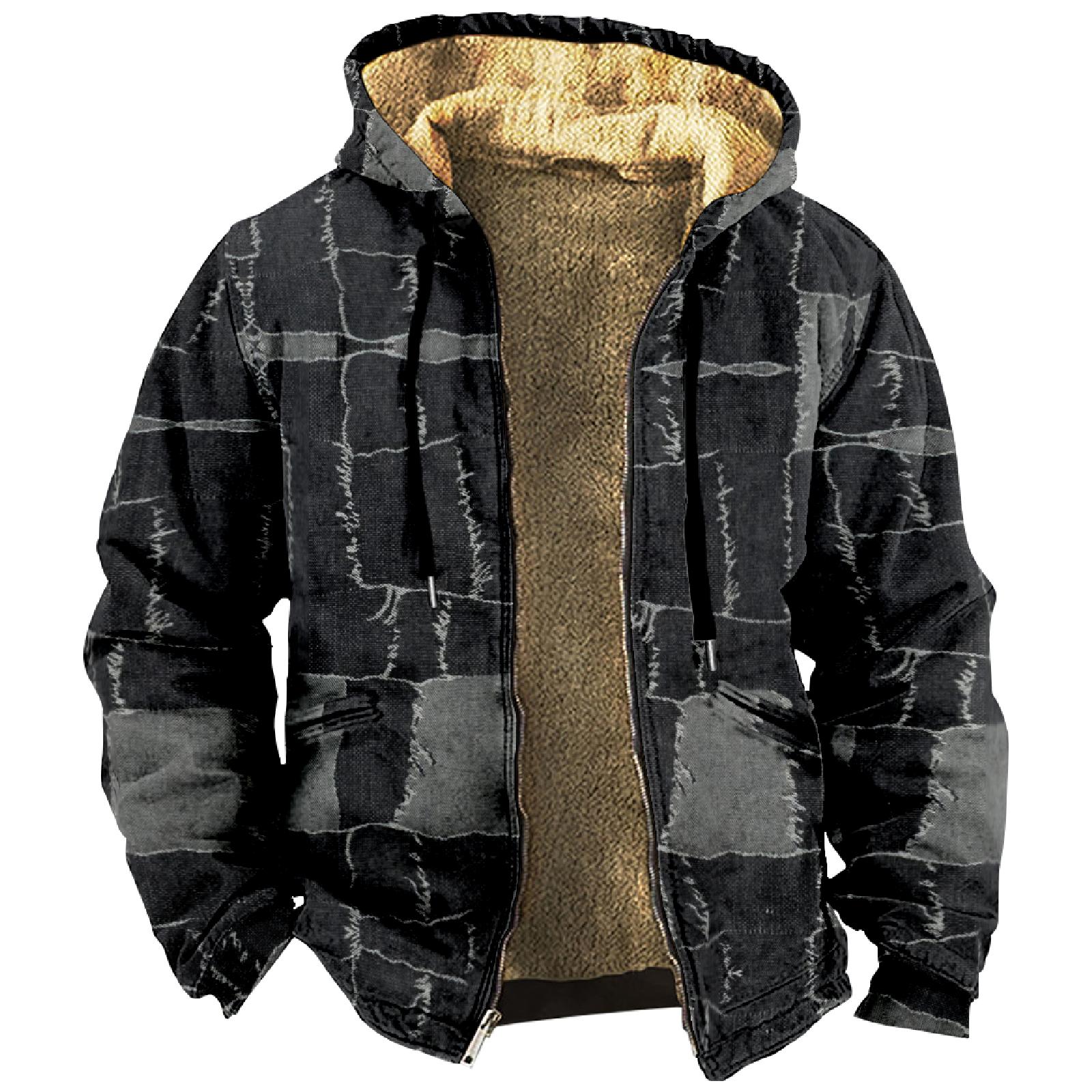 Herren-Cardigan mit Reißverschluss und bedrucktem Fleece für den Winter L von Joom DACH