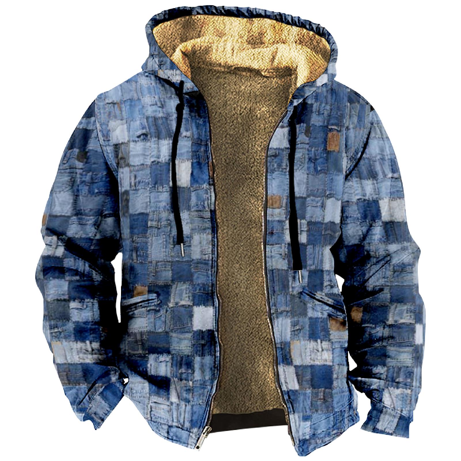 Herren-Cardigan mit Reißverschluss und bedrucktem Fleece für den Winter XXXL von Joom DACH