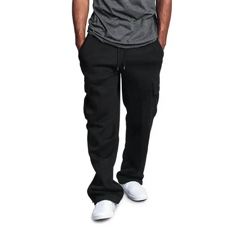Herren Cargo Jogginghose Herbst Lange Hose Lockerer Sportschnitt Jogging Overalls Jogger Sweat Pocket Hose Cargo Hose Streetwear L schwarz von Joom DACH