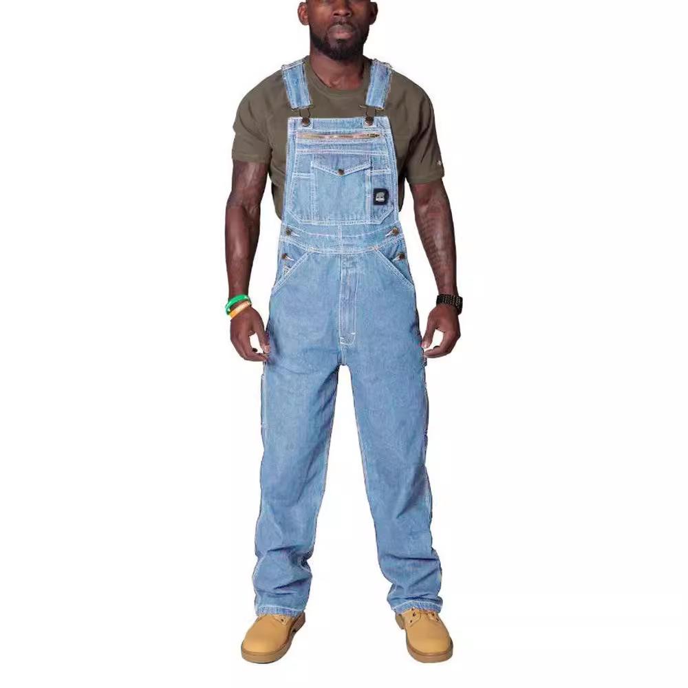 Herren Cargohose Solide Jeans Overalls für Männer Mode Denim Jumpsuits Übergroße Hosen Herrenbekleidung Ganzkörper-Trainingsanzug S hellblaue von Joom DACH