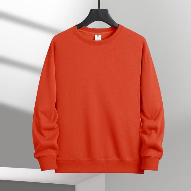 Herren Casual Einfarbig Rundhals Sweatshirts Klassisches Sweatershirt Pullover Streetwear Langarm Trendy Standard Swatershirt M orange von Joom DACH