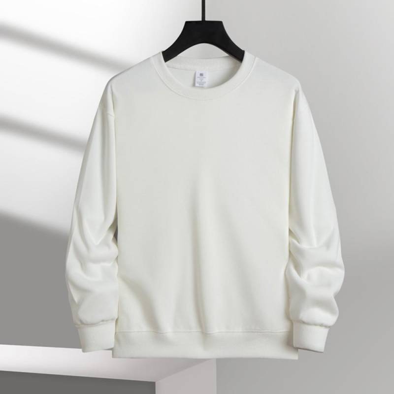 Herren Casual Einfarbig Rundhals Sweatshirts Klassisches Sweatershirt Pullover Streetwear Langarm Trendy Standard Swatershirt M weiß von Joom DACH