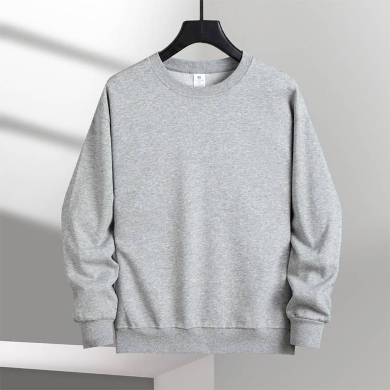 Herren Casual Einfarbig Rundhals Sweatshirts Klassisches Sweatershirt Pullover Streetwear Langarm Trendy Standard Swatershirt M graue von Joom DACH