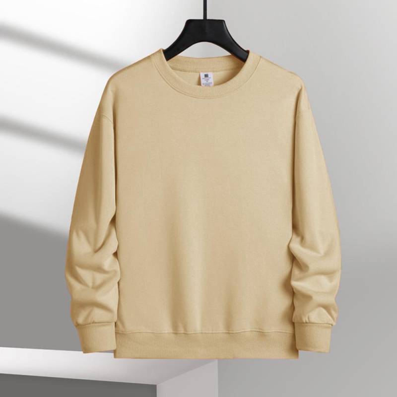 Herren Casual Einfarbig Rundhals Sweatshirts Klassisches Sweatershirt Pullover Streetwear Langarm Trendy Standard Swatershirt XXXL khaki von Joom DACH