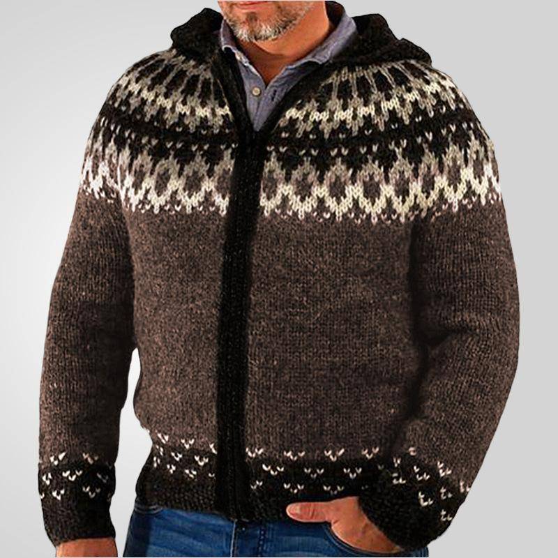 Herren Casual Hoodie Sweater Cardigans Zip Up Strickpullover Langarm Cardigan Pullover für Männer Offene Vorderseite Herbst Winter Kapuzen Strickjacke Oberbekleidung 3XL dunkelbraune von Joom DACH