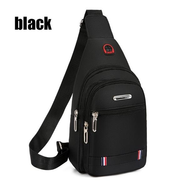 Herren Casual Multifunktionale Brusttasche Nylon Umhängetasche Doppelte Aufbewahrungstasche Hüfttasche schwarz von Joom DACH
