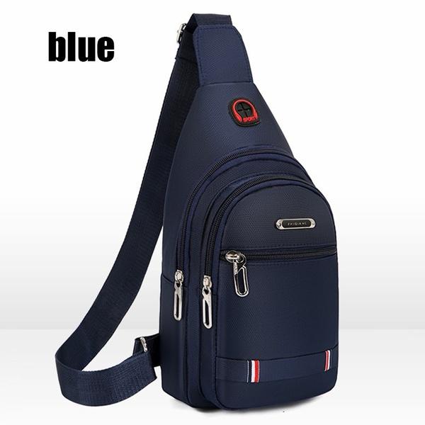 Herren Casual Multifunktionale Brusttasche Nylon Umhängetasche Doppelte Aufbewahrungstasche Hüfttasche blau von Joom DACH
