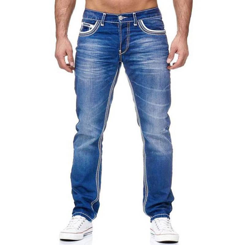 Herren Casual Skinny Slim Fit Straight Stretch Demin Jeans Lange Hosen L hellblaue von Joom DACH