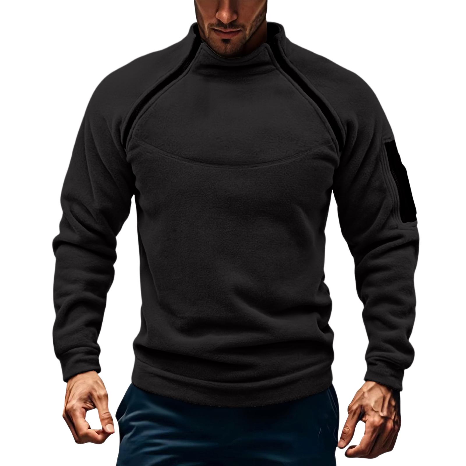 Herren Casual Style Locker Fleece Stehkragen Langarm Sweatshirt XL schwarz von Joom DACH