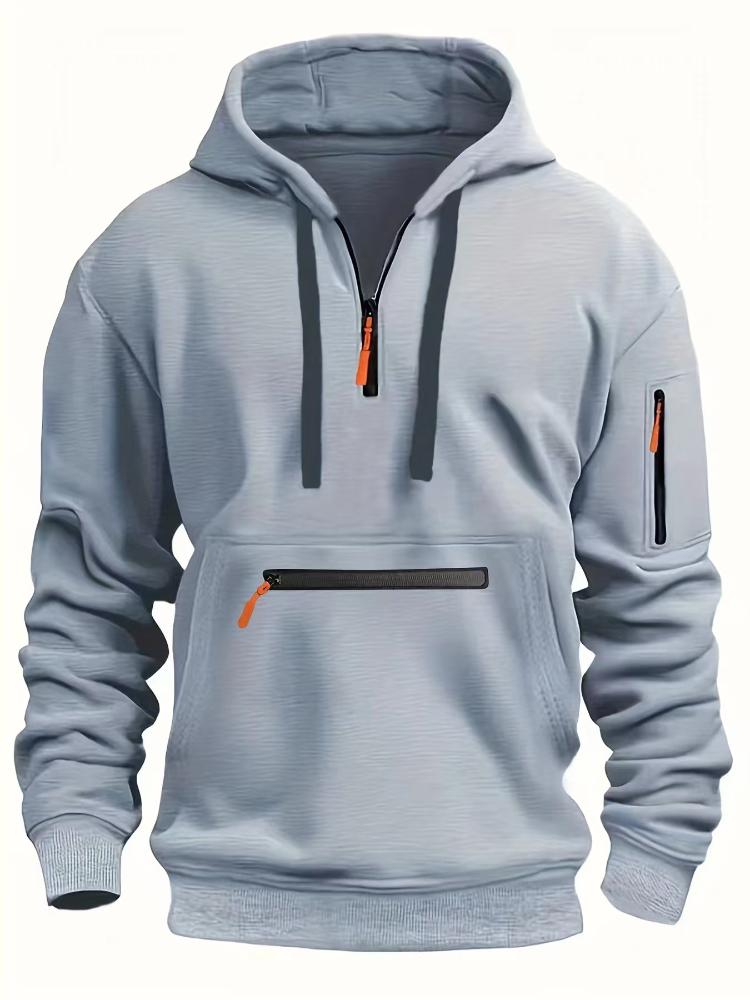 Herren Casual Zip-Up Hoodie mit Kängurutasche - Dicke, warme Polyestermischung für Herbst und Winter, Oversized Hoodie 2XL licht grau Herren Casual Zip-Up Hoodie mit Kängurutasche - Dicke, warme Polyestermischung für Herbst und Winter, Oversized Hoodie 2XL licht grau von Joom DACH