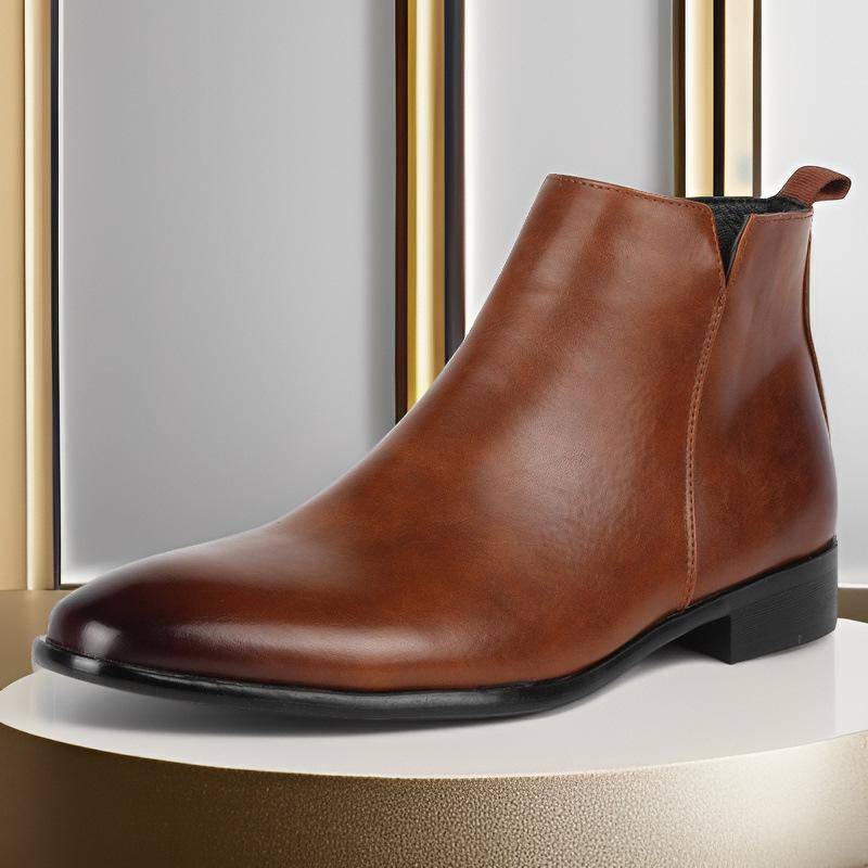 Herren Chelsea Boots in Übergröße mit seitlichem Reißverschluss - Vielseitige modische europäische & amerikanische Stiefeletten 42 dunkelbraune von Joom DACH