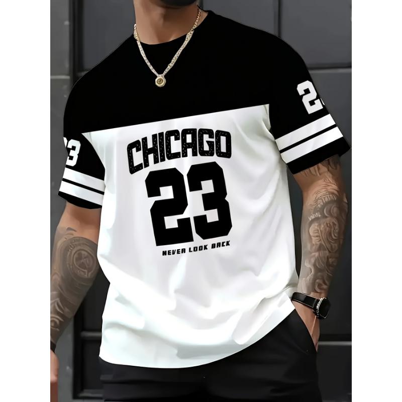 Herren Chicago 23 Grafik T-Shirt Kurzarm Sport Damen T-Shirt Unisex Lässig Alltagskleidung Sommer Herren Renn T-Shirt 4XL von Joom DACH