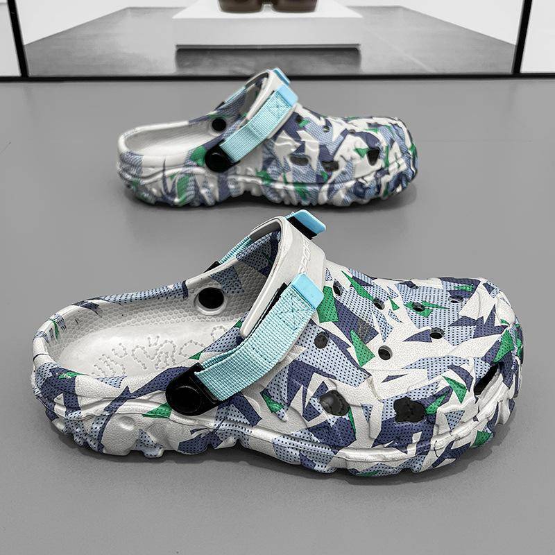 Herren Clogs Hausschuhe Sandalen Herren Gartenschuhe Flache Camouflage Sandalen Männliche Turnschuhe Outdoor Flip Flops Home Clogs 45 blau von Joom DACH