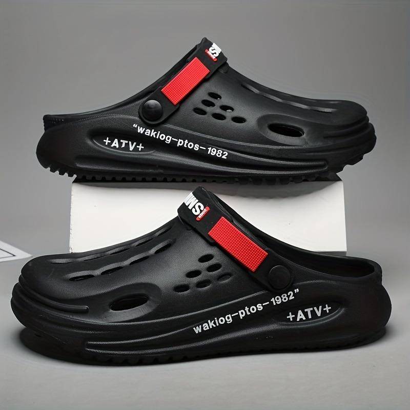 Herren Clogs Slip-on Geschlossene Zehensandalen Weiche Sohle Wanderschuhe Sommer Outdoor Gartenschuh Strandsandalen 46-47 schwarz von Joom DACH