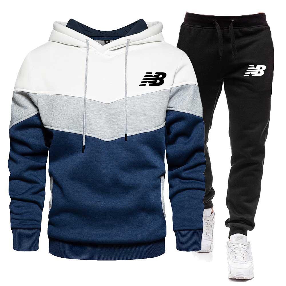 Herren Color-Block Kapuzensweatshirt & Sweatpants Set für Frühling und Herbst L von Joom DACH
