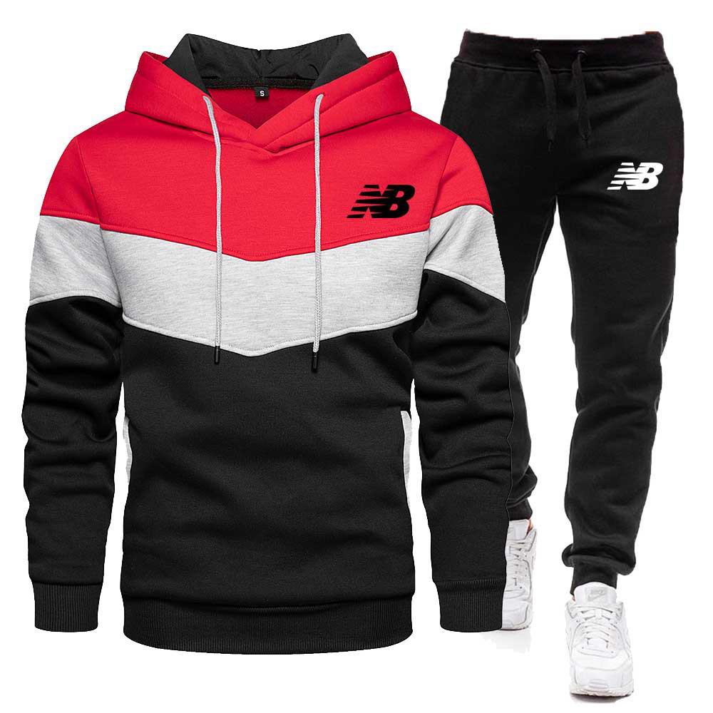 Herren Color-Block Kapuzensweatshirt & Sweatpants Set für Frühling und Herbst L von Joom DACH