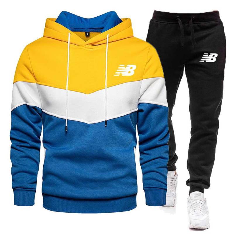 Herren Color-Block Kapuzensweatshirt & Sweatpants Set für Frühling und Herbst L von Joom DACH