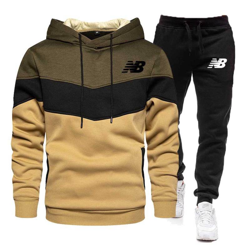 Herren Color-Block Kapuzensweatshirt & Sweatpants Set für Frühling und Herbst XL von Joom DACH