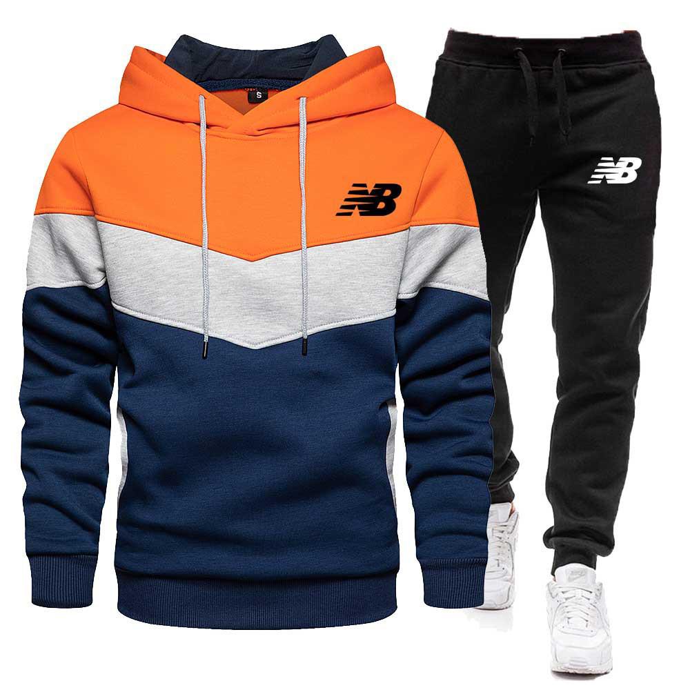 Herren Color-Block Kapuzensweatshirt & Sweatpants Set für Frühling und Herbst XXL von Joom DACH