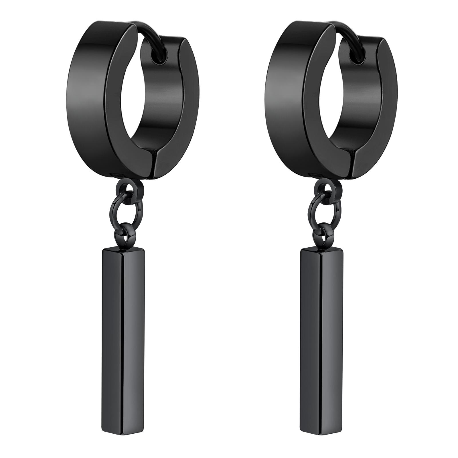 Herren Cool Punk Statement Geometrische Stab Creolen Huggie Ohrringe Geschenke Zirkon, Wasserdichter Edelstahl Piercing Ohrschmuck von Joom DACH