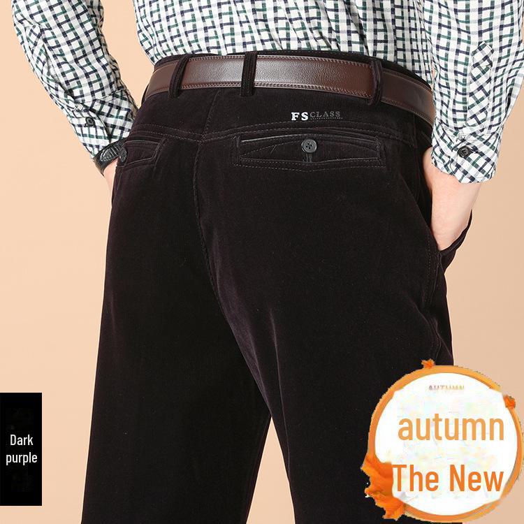 Herren Cordhose mit hoher Taille und lockerer Freizeithose für Herbst/Winter (50+, Große Größe) 40 dunkelviolette von Joom DACH