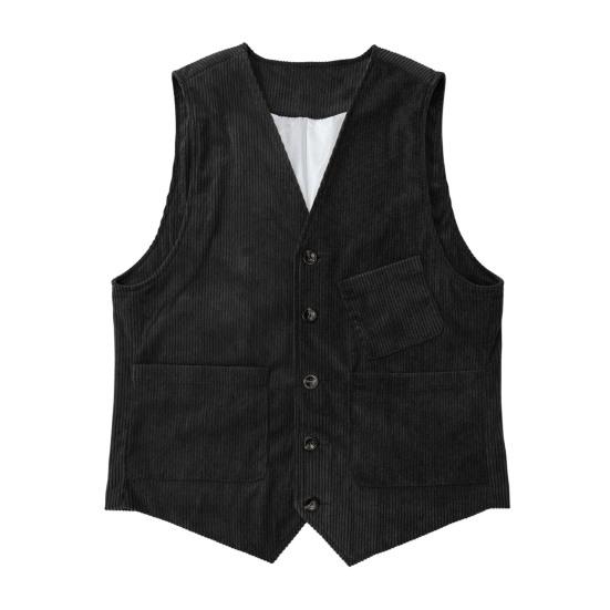Herren Cordweste Mantel V-Ausschnitt Ärmellos Einreihig Knöpfe Weste mit Taschen Einfarbig Weste Jacke L schwarz von Joom DACH