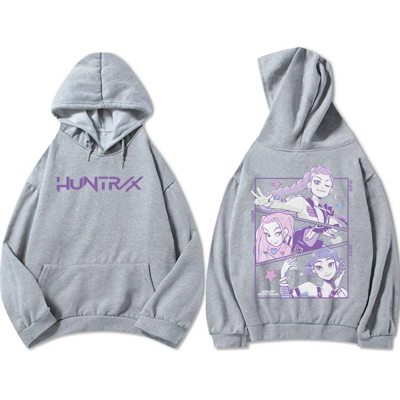 Herren Damen Kapuzenpullover KPop Demon Hunters Film Grafik Sweatshirts Fleece Warm Kapuzenpullover 2025 Mode Print Top M grau von Joom DACH