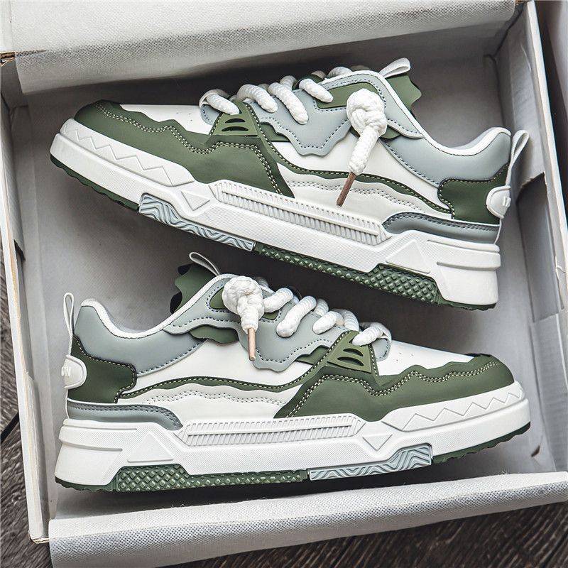 Herren Damen Leder Sneakers Frühling Neue Bequeme Plateau Freizeitschuhe Vulkanisierte Schuhe Mode Schnürlaufschuhe 44 grün von Joom DACH