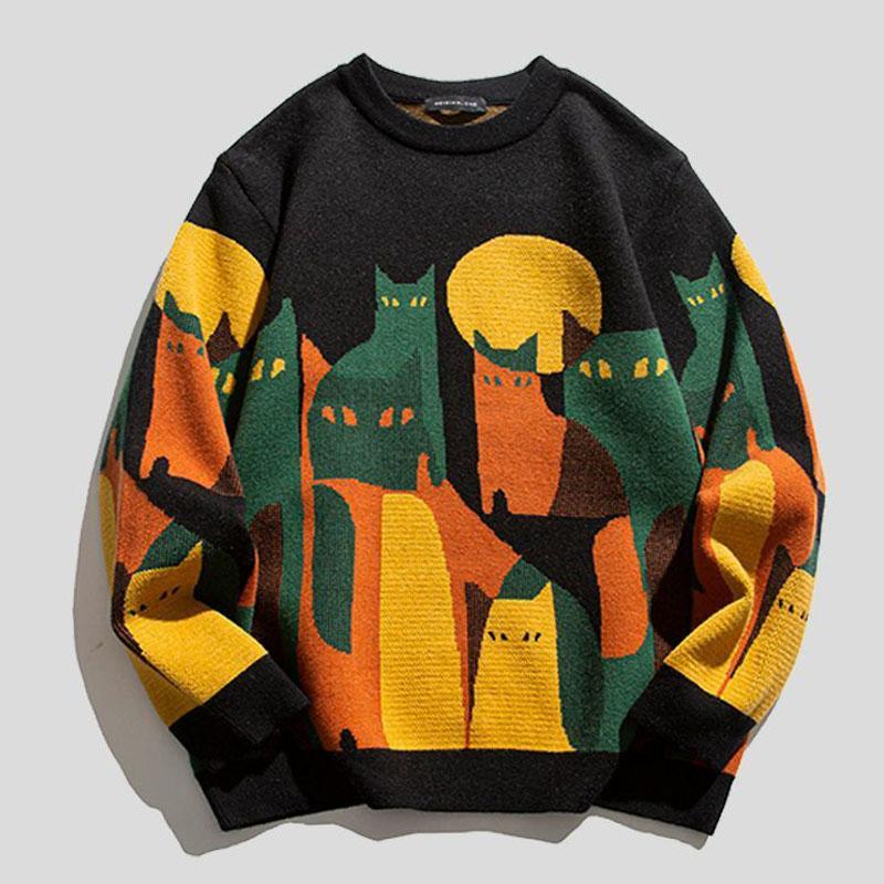 Herren Damen Pull Strickpullover mit Katzen Sweatshirts Y2K Kleidung Pullover Langarm Winterpullover Strickfleece Pullover für Männer XL schwarz Herren Damen Pull Strickpullover mit Katzen Sweatshirts Y2K Kleidung Pullover Langarm Winterpullover Strickfleece Pullover für Männer XL schwarz von Joom DACH
