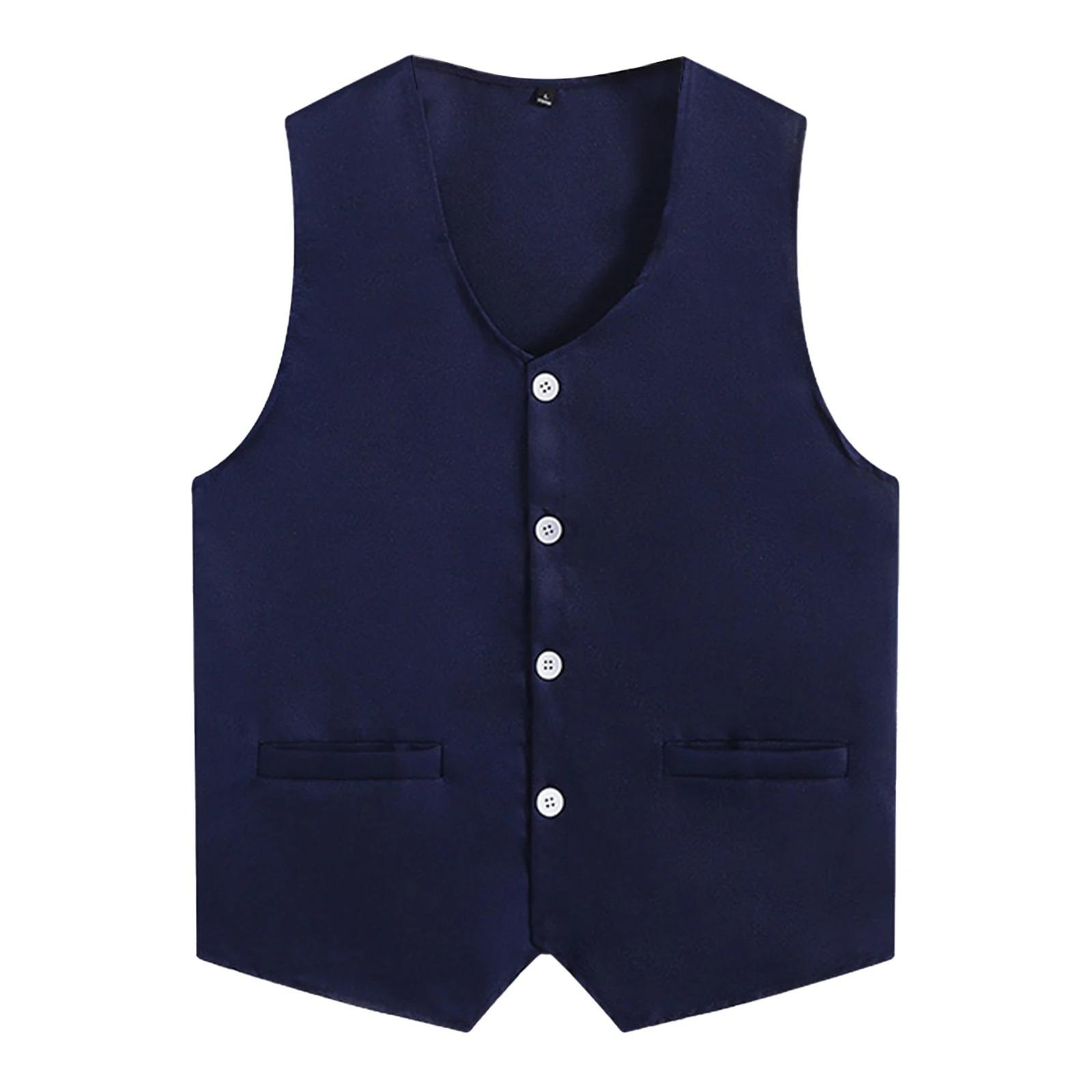 Herren Damen Unregelmäßiger Saum Freiwilligenweste Unisex Erwachsene Kellner Barkeeper Arbeitsuniform Einfarbig V-Ausschnitt Ärmellos Weste XL navy blau von Joom DACH