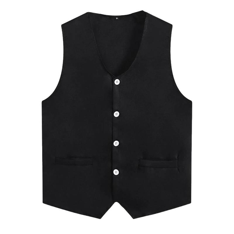Herren Damen Unregelmäßiger Saum Freiwilligenweste Unisex Erwachsene Kellner Barkeeper Arbeitsuniform Einfarbig V-Ausschnitt Ärmellos Weste XXL schwarz von Joom DACH