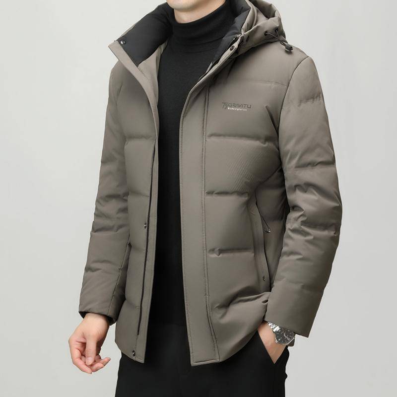 Herren Daunenjacke Herbst und Winter 90 Weiße Entendaunen Warm Verdickt Daunen Kapuzen Abnehmbar Kältefest Jacke für Junge und Mittelalte Leute 4XL von Joom DACH