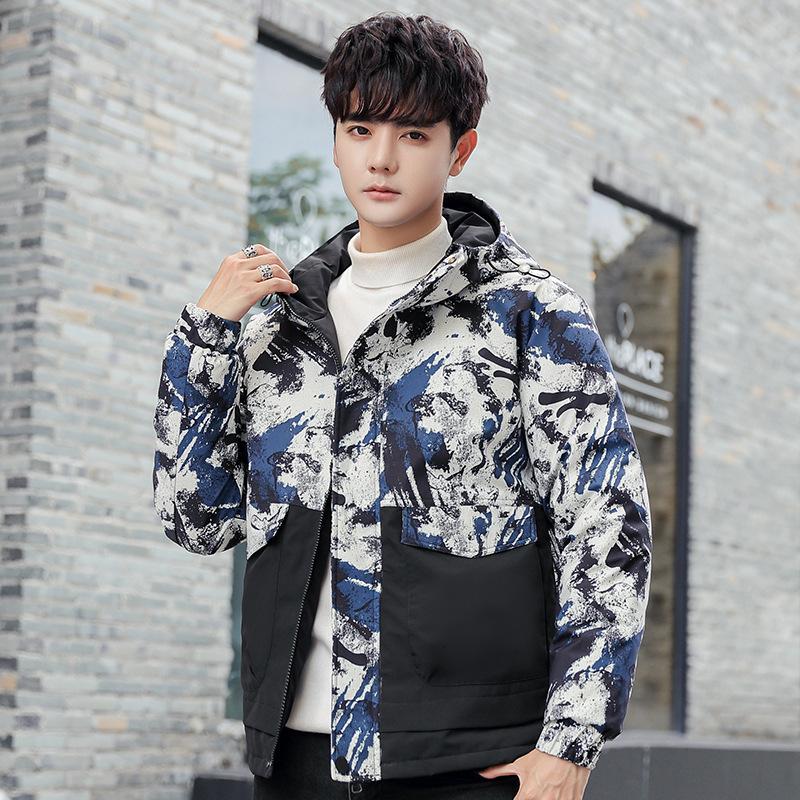 Herren Daunenjacke Neu Warm Verdickt Wintermantel Hübsch Trendige Marke Kurz Studenten Winterkleidung XXXL blau von Joom DACH