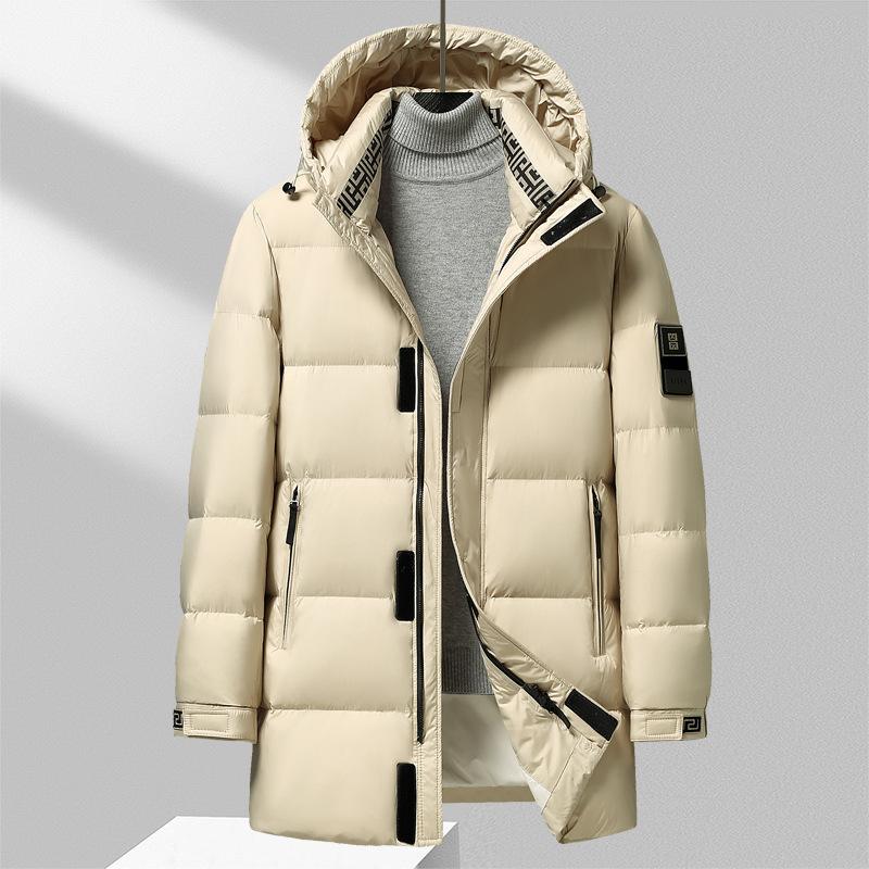 Herren Daunenjacke Winter Business Casual Mittellang Kapuze Daunenjacke Verdickte Warme Jacke für Herren L von Joom DACH