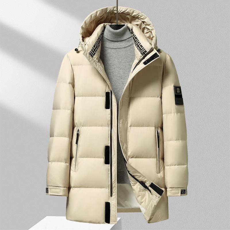 Herren Daunenjacke Winter Business Casual Mittellang Kapuze Daunenjacke Verdickte Warme Jacke für Herren L von Joom DACH