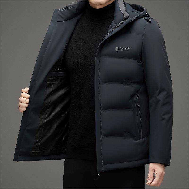 Herren Daunenjacke Winter Herren Kapuzen Kälteschutz Daunenjacke Mittleren Alters Business Freizeit 4XL navy blau von Joom DACH