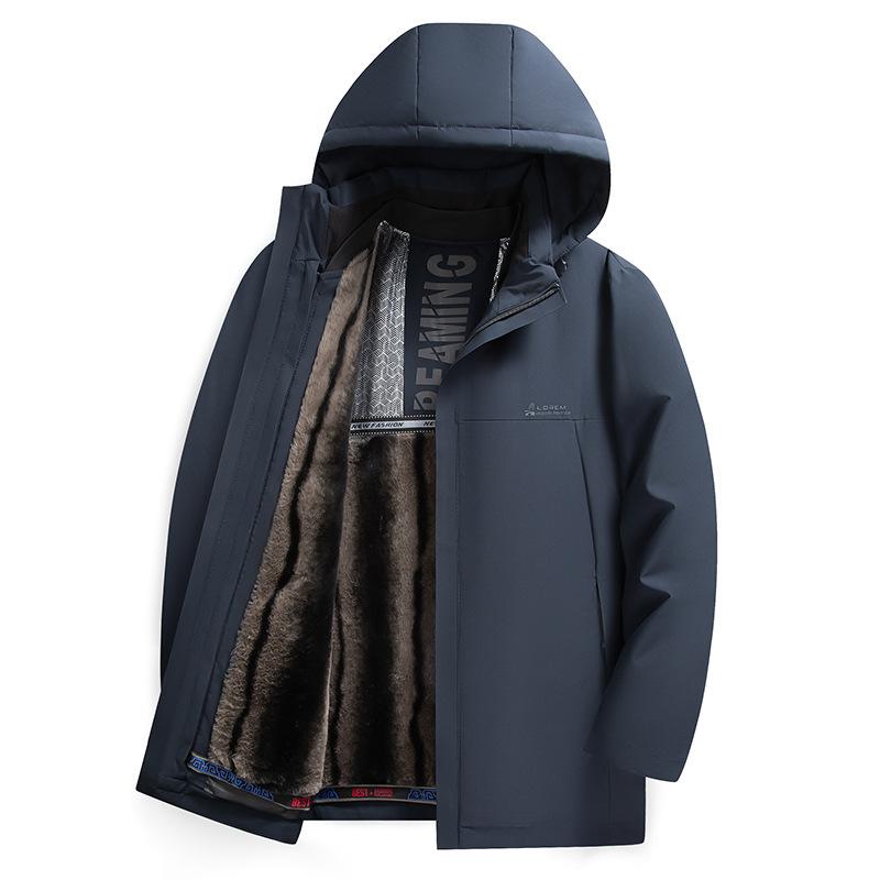 Herren Daunenjacke mit abnehmbarem Daunenfutter und Gänsedaunen für den Winter, Businessjacke aus Samt für mittleres Alter 4XL navy blau von Joom DACH