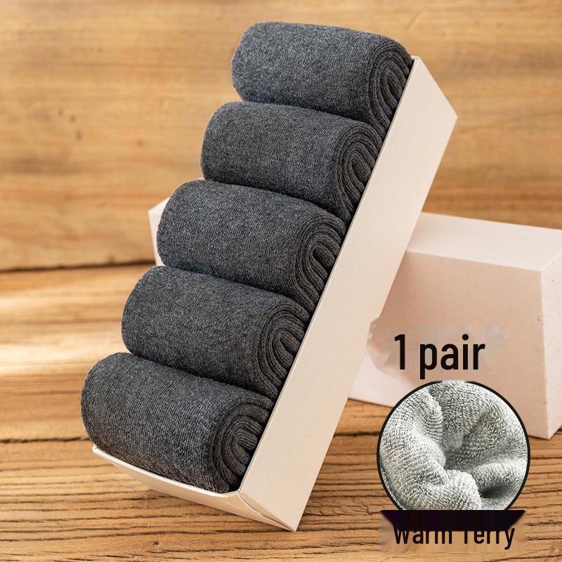 Herren Dicke Frottee Mid-Tube Socken - Warme Samt Winter Haussocken One size nude socks dunkelgraue von Joom DACH