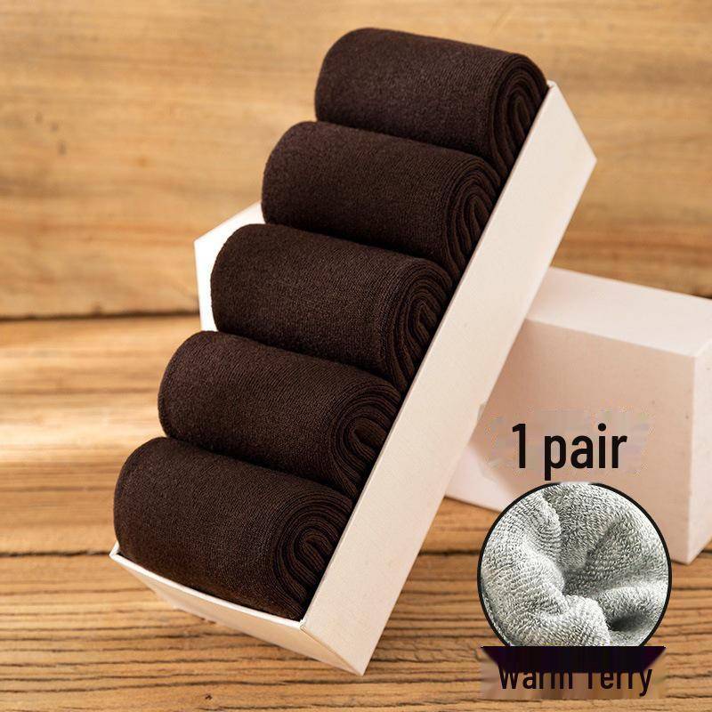 Herren Dicke Frottee Mid-Tube Socken - Warme Samt Winter Haussocken One size nude socks kaffeebraun von Joom DACH